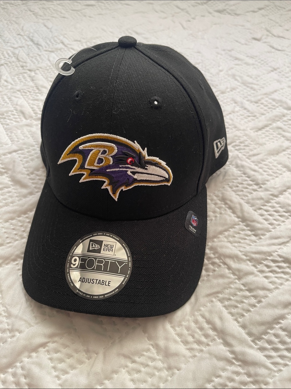 New Era Baltimore Ravens Black Purple Gold Logo 9FORTY Adjustable Hat